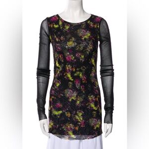 Jean Paul Gaultier Soleil Vintage Mini Dress Black Mesh Floral